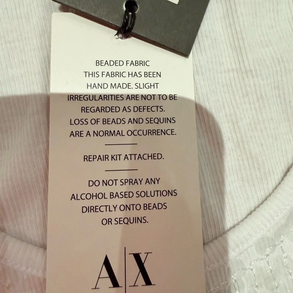 Armani Exchange White Sequin Tank Top, Size M - Picture 6 of 6